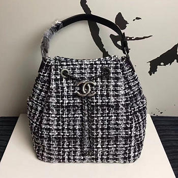 Chanel Black/White Tweed Bucket Bag A13042 VS05802