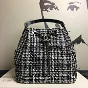 Chanel Black/White Tweed Bucket Bag A13042 VS05802 - 2