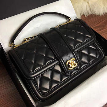 Chanel Quilted Lambskin Gold-Tone Metal Flap Bag Black A91365 VS03475