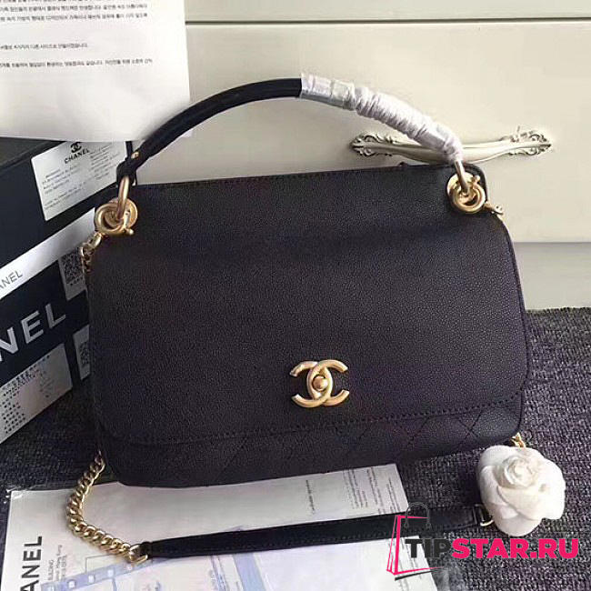 Chanel Grained Calfskin Large Top Handle Flap Bag Black A93757 VS08858 - 1