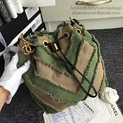 Chanel Canvas Patchwork Chevron Drawstring Bag Khaki A93727 VS09039 - 2
