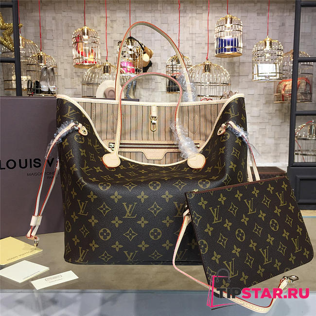 LV Neverfull MM Monogram Beige M40995 31x28x14cm - 1