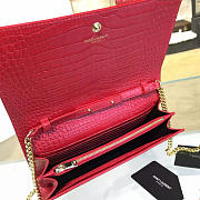 YSL Monogram Kate Crocodile Embossed Shiny Leather Red 4763 - 6