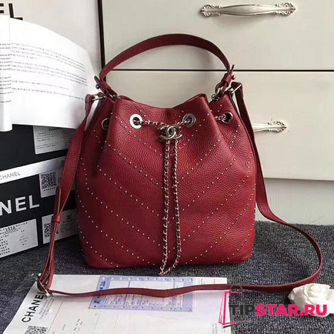 Chanel Calfskin Bucket Bag Red A93597 VS04761 - 1