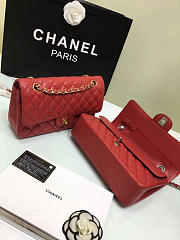 Chanel Calfskin Leather Flap Bag Gold Red 25cm - 2