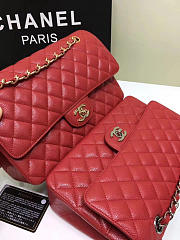 Chanel Calfskin Leather Flap Bag Gold Red 25cm - 3