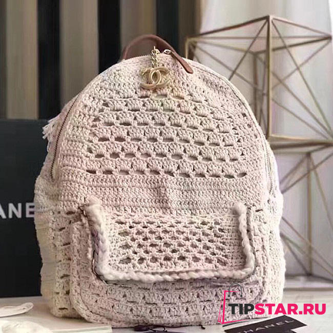 Chanel crochet braid cayo coco backpack white a93681 vs04725 - 1