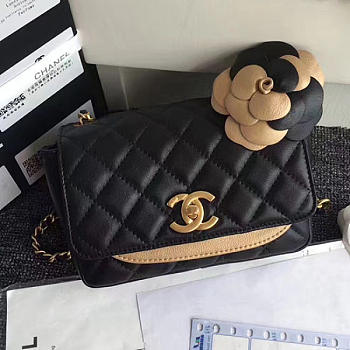 Chanel Calfskin Camellia Waist Chain Bag Black A91830 Vs06486