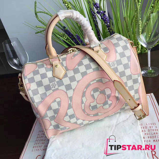 louis vuitton speedy damier azur canvas pink - 1