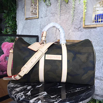 Louis Vuitton & Supreme Duffle Bag Keepall Green 45 3741
