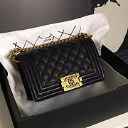 Chanel Small Quilted Caviar Boy Bag Black Gold A13043 VS05262 - 2