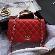 Chanel Caviar Quilted Lambskin Flap Bag With Top Handle Red A93752 VS09681 - 1