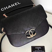 Chanel Grained Calfskin Flap Bag With Top Handle Black A93633 VS04911 - 1