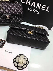 Chanel Lambskin Leather Flap Bag Gold/Silver Metal Black 25cm - 3