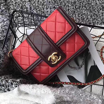 chanel lambskin small wallet on chain red a91365 vs01732