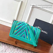 Chanel Multicolor Chevron Quilted Medium Boy Bag Green A67086 VS02100 - 4