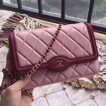 chanel lambskin mini chain wallet pink a81024 vs09425