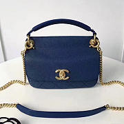 Chanel Grained Calfskin Mini Top Handle Flap Bag Blue A93756 VS00398 - 1