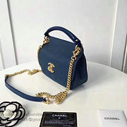 Chanel Grained Calfskin Mini Top Handle Flap Bag Blue A93756 VS00398 - 2