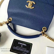 Chanel Grained Calfskin Mini Top Handle Flap Bag Blue A93756 VS00398 - 4