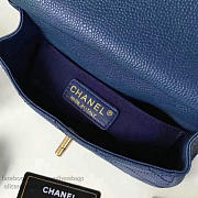 Chanel Grained Calfskin Mini Top Handle Flap Bag Blue A93756 VS00398 - 6