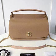 Chanel Grained Calfskin Large Top Handle Flap Bag Beige A93757 VS03950 - 1