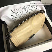 Chanel Medium Chevron Lambskin Quilted Boy Bag Beige A13043 VS00767 - 3