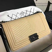 Chanel Medium Chevron Lambskin Quilted Boy Bag Beige A13043 VS00767 - 4