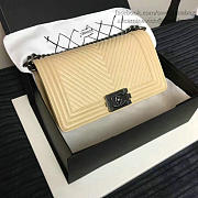 Chanel Medium Chevron Lambskin Quilted Boy Bag Beige A13043 VS00767 - 5