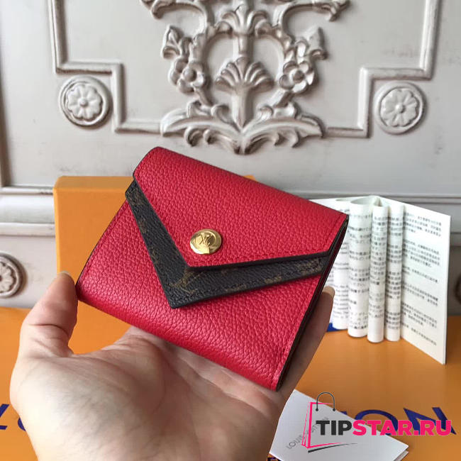  louis vuitton double v compact wallet cherry red - 1