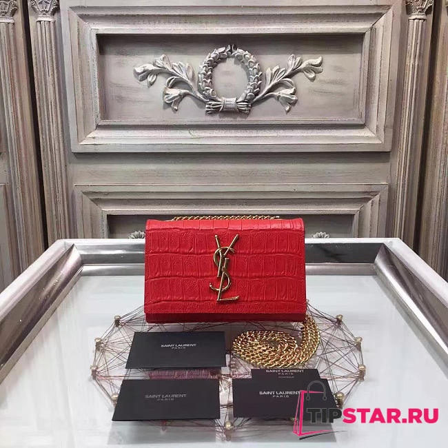 YSL Monogram Kate In Embossed Crocodile Shiny Leather 4753 - 1