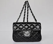 Chanel Lambskin Leather Flap Bag With Silver Hardware Black  - 6