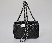 Chanel Lambskin Leather Flap Bag With Silver Hardware Black  - 5