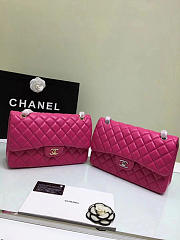 Chanel Lambskin Leather Flap Bag Gold/Silver Rose Red 30cm - 6
