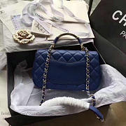 Chanel Caviar Quilted Lambskin Flap Bag With Top Handle Blue A93752 VS06898 - 2
