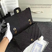 Chanel Black Canvas Patchwork Chevron Medium Flap Bag 040101 Vs02373 - 4