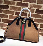 GUCCI Re(belle) Suede Medium Top Handle Bag (Brown) ‎516459 - 1