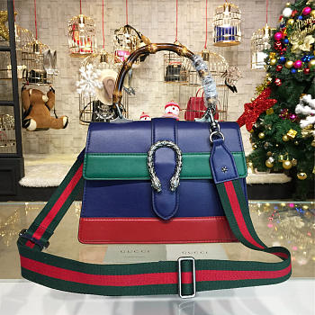 GUCCI Dionysus Medium Top Handbag Blue/Green/Red Leather