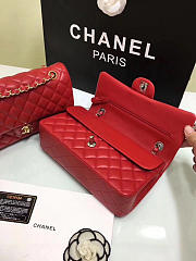 Chanel Lambskin Leather Flap Bag Gold/Silver Red 25cm - 2