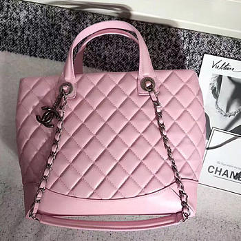 CHANEL Canviar Quilted Lambskin Shopping Tote Bag (Pink) 260301 VS02905