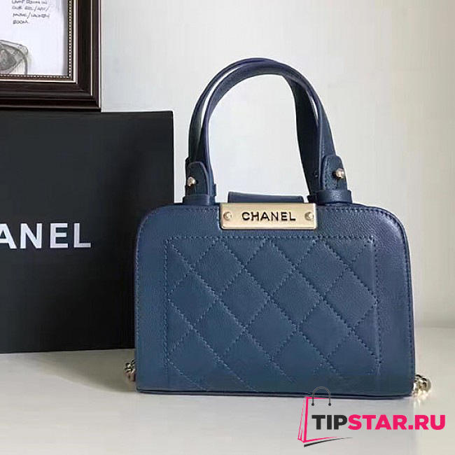 CHANEL Small Label Click Leather Shopping Bag (Blue) A93731 VS04747 - 1