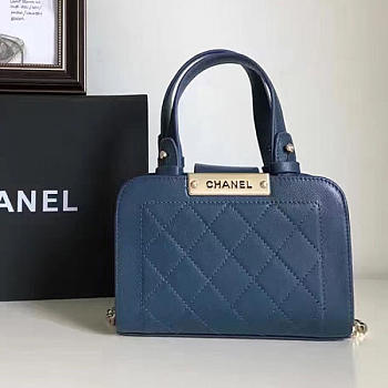 CHANEL Small Label Click Leather Shopping Bag (Blue) A93731 VS04747