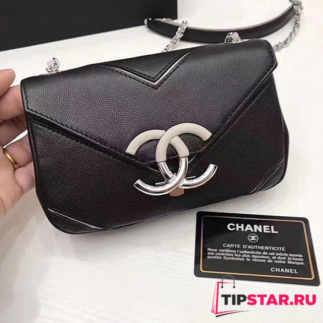 Chanel Calfskin Chevron Flap Bag Black A93774 VS05263 - 1