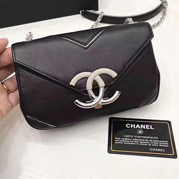 Chanel Calfskin Chevron Flap Bag Black A93774 VS05263