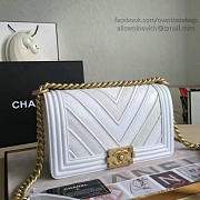 Chanel Chevron Quilted Medium Boy Bag White A67086 VS08105 - 4