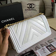Chanel Chevron Quilted Medium Boy Bag White A67086 VS08105 - 6