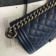 Chanel Quilted Caviar Medium Boy Bag Blue 180301 VS04423 - 3