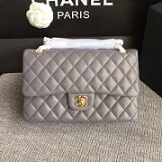 Chanel Lambskin Classic Double Flap Bag Grey A01112 25cm - 6