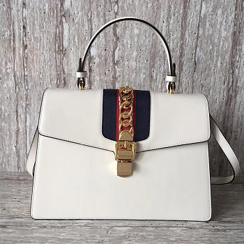 GUCCI Sylvie Leather Maxi Top Handbag 2137
