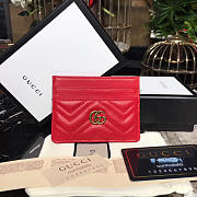 GUCCI Marmont Card Holder Nexthibiscus (Red Leather) - 1